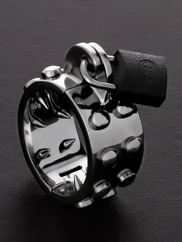 Triune Kalis Teeth Spiked Chastity Edelstahl-Penisring mit Spikes