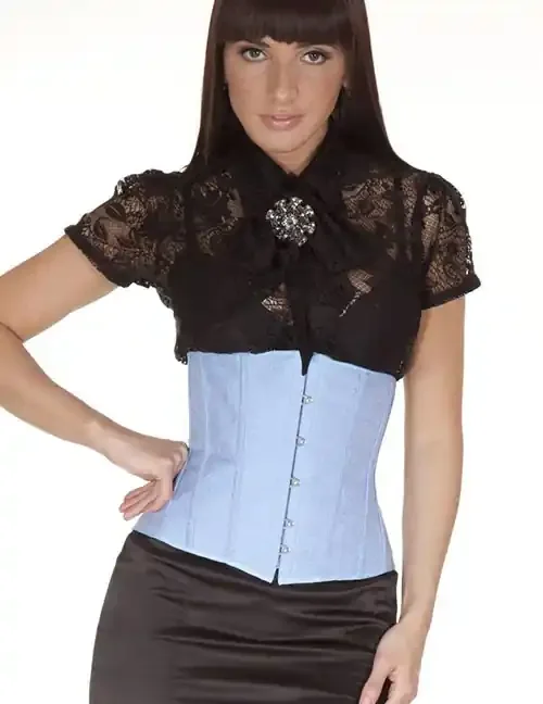 Unterbrust-Korsett Jacquard-Muster hellblau