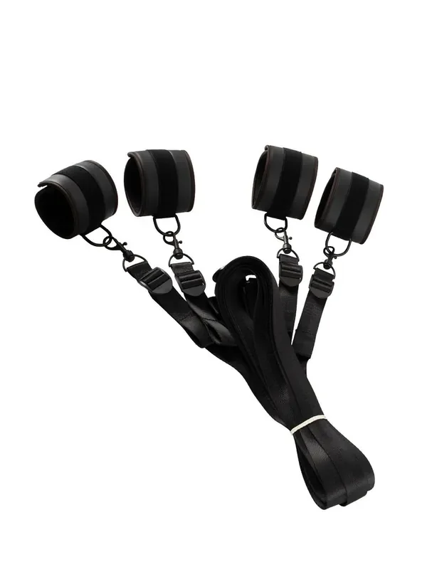 Vegan Fetish Bettfessel-Set, schwarz