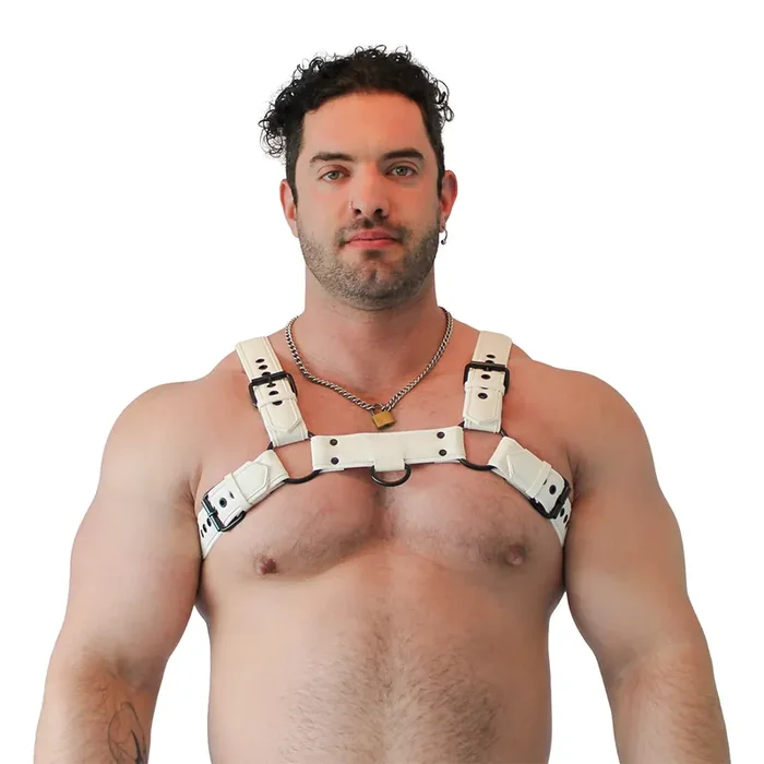 Veganer Bulldog Harness – Weiß, Größe L/XL