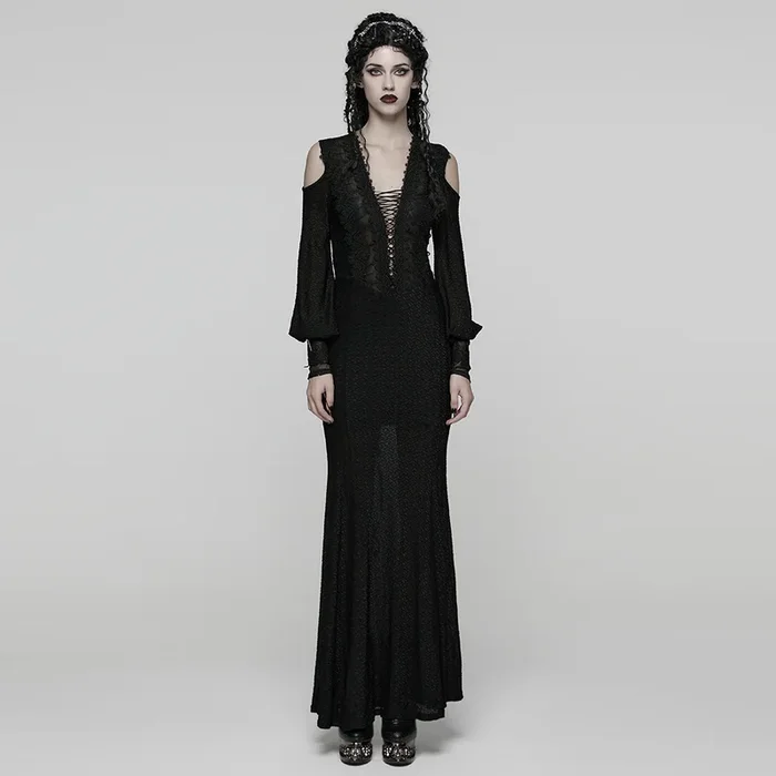 Verführerisches Gothic-Kleid mit tiefem V-Ausschnitt