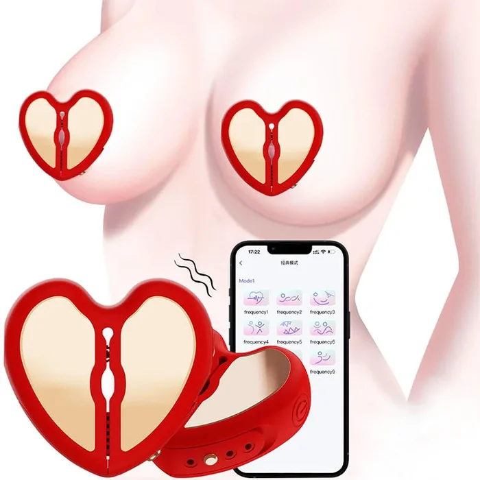 Verstellbarer herzförmiger Nippelvibrator mit App-Steuerung