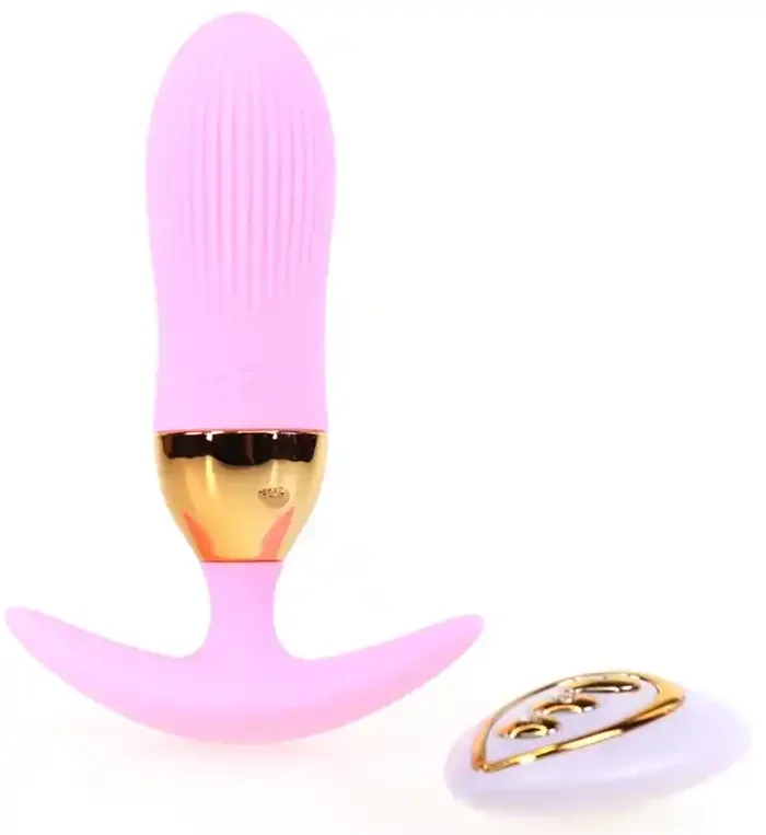 Vibrierender Plug Stripe Ei 10 x 3cm Pink