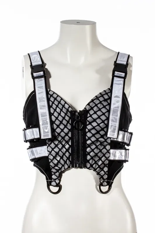 Weiß-schwarzes Damen-Crop-Top