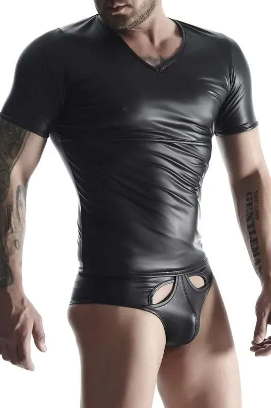 Wetlook T-Shirt kurzärmlig schwarz