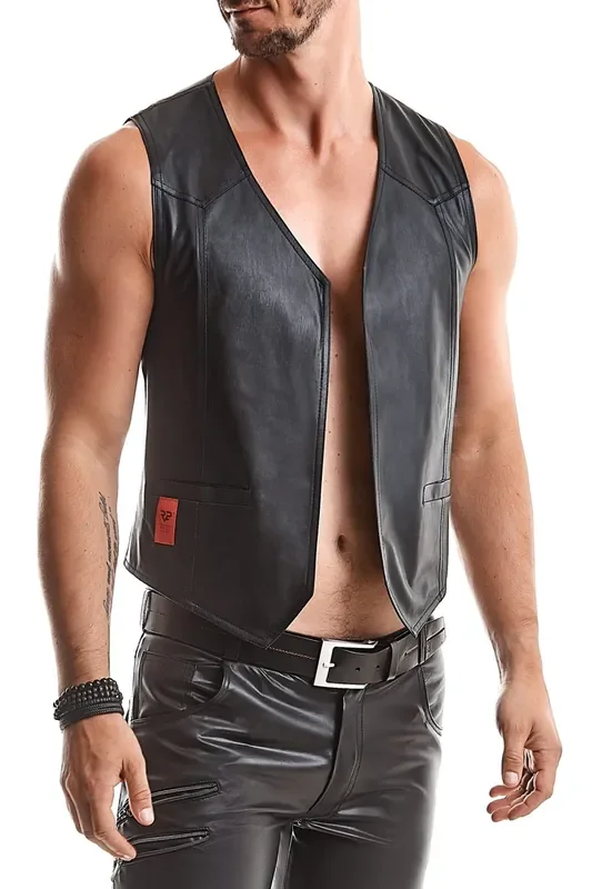 Wetlook Weste Metallschnalle Slim-Fit