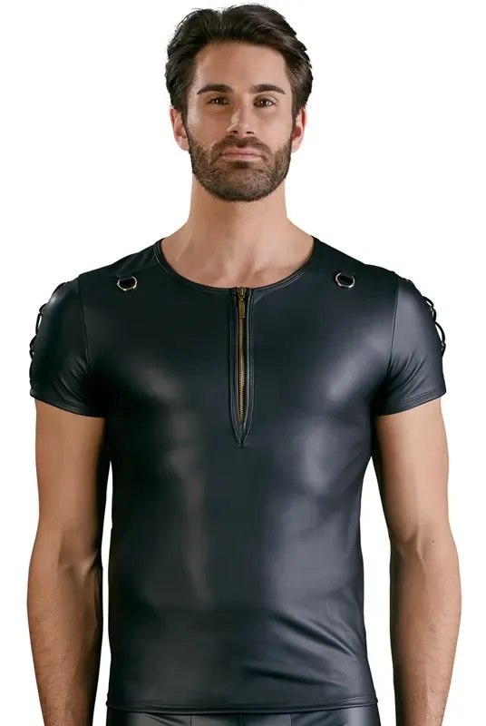 Wetlookshirt mit Schnürung an den Ärmeln (Grösse M)
