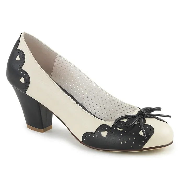 Wiggle-17 (High Heel Größe 9 – Gr. 39, High Heel Farbe Schwarz Creme Kunstleder)