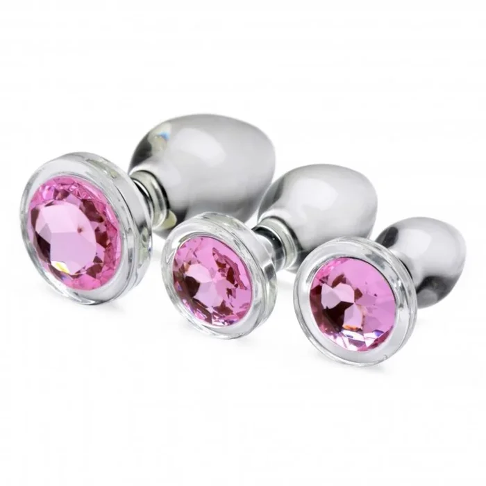 XR Brands – Pink Gem Analplugset aus Glas