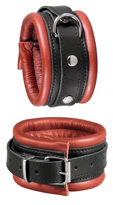 XX-DREAMSTOYS Leder-Fußfessel rot/schw.