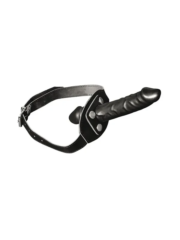 Xx-DreamsToys Leder-Mundknebel mit Latex-Dildo, schwarz