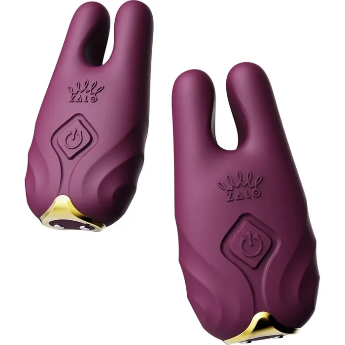 Zalo – Nave Wireless Vibrating Nipple Clamps Velvet Purple