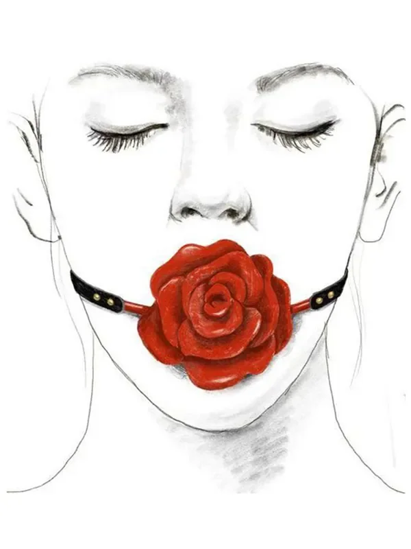 Zalo Rose Ball Gag Mundknebel Rose, rot/schwarz