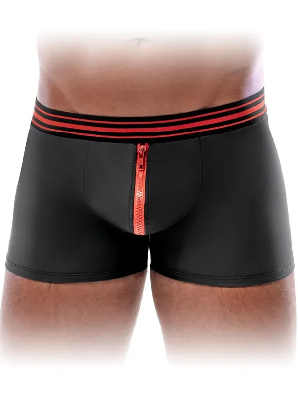 Zip-Pant, schwarz/rot